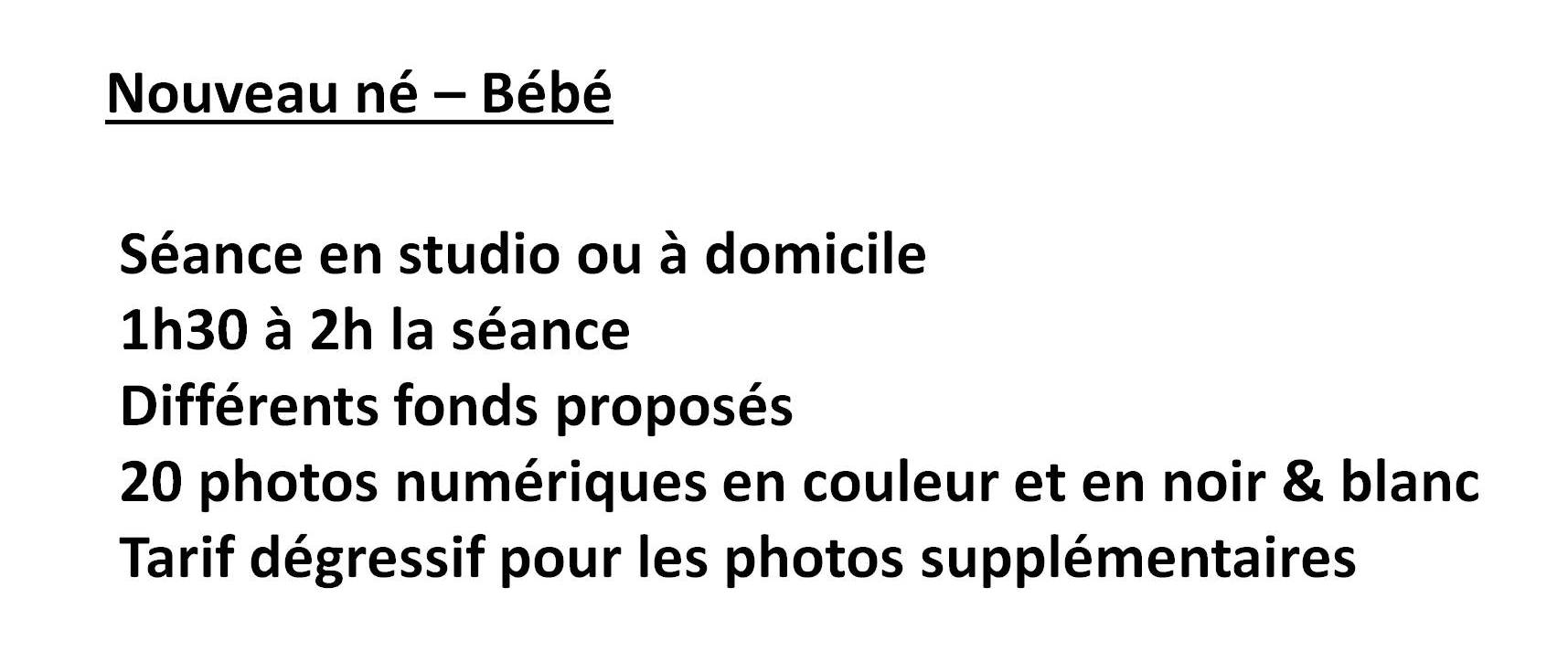 Tarif Studio Bébé