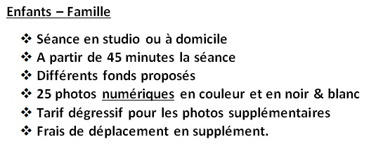 Tarif Studio Enfant Famille