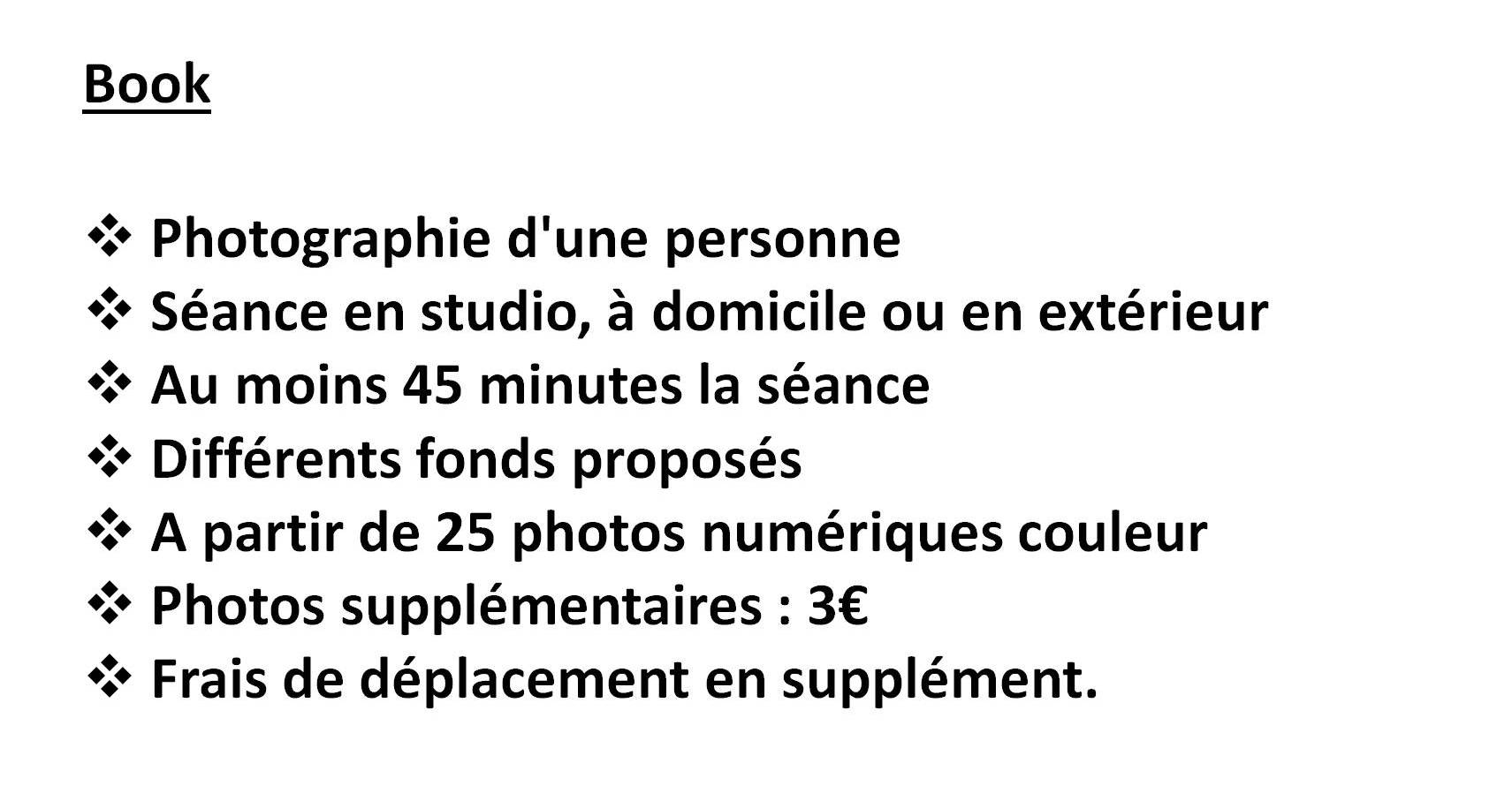 Tarif Studio Book Portrait